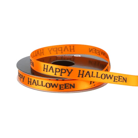 3/8" x 4yd. Orange & Black Happy Halloween Ribbon by Celebrate It®